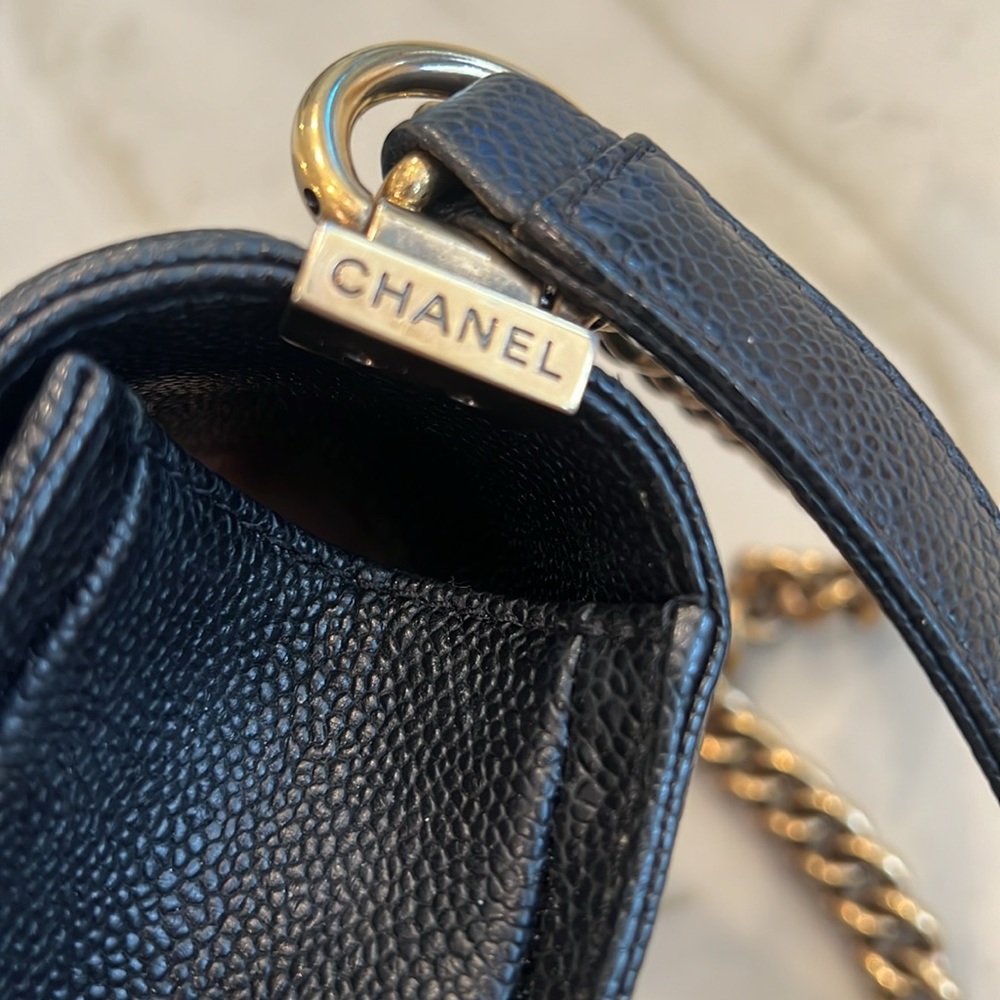 CHANEL Black Quilted Leather Boy Bag with Gold Hardware - Picture 8 of 15